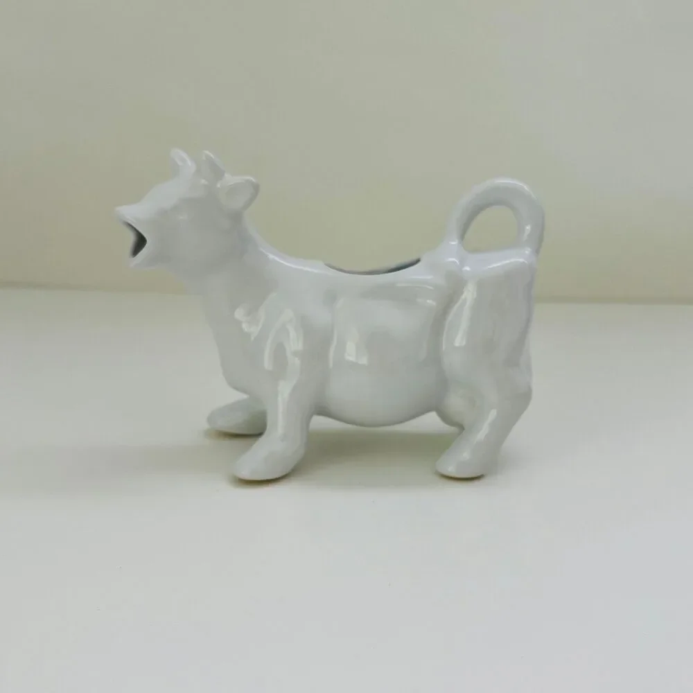 White Ceramic Cow Shaped Milk Cream Serving Pitcher Creamer